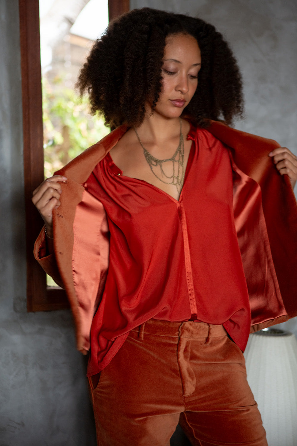 Buddy Cotton Velvet Blazer In Cinnamon