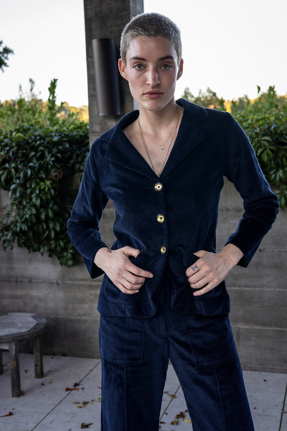 Buddy Cotton Corduroy Blazer In Midnight