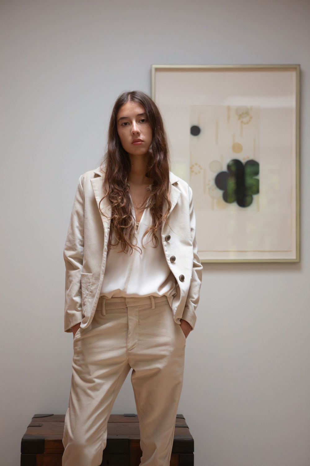 Buddy Cotton Velvet Blazer In Porcelain