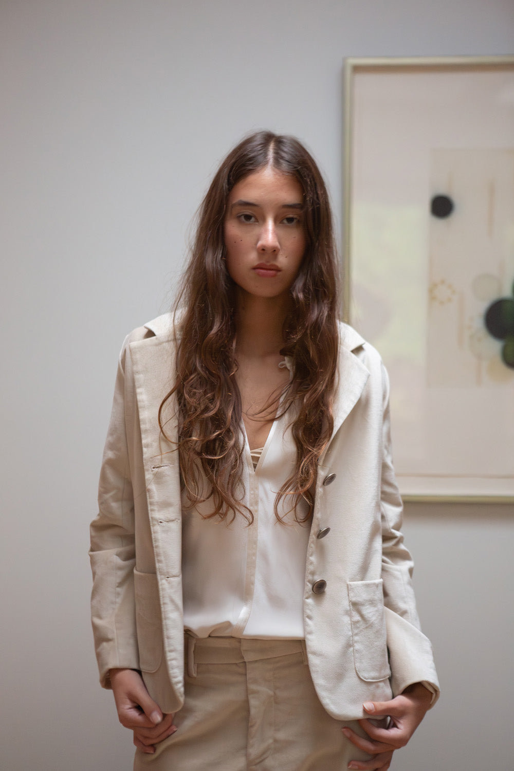 Buddy Cotton Velvet Blazer In Porcelain