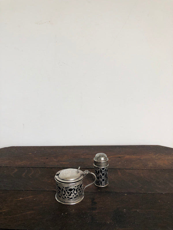 Antique Silver Condiment Set