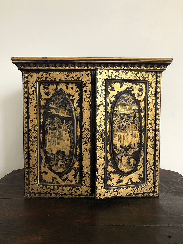 Antique Chinese Gilt Lacquered Jewelry Case