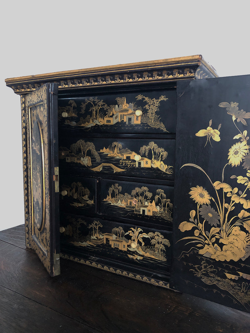 Antique Chinese Gilt Lacquered Jewelry Case