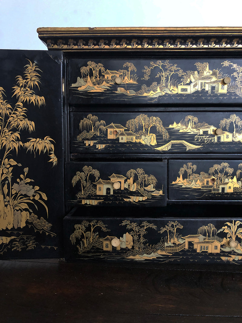 Antique Chinese Gilt Lacquered Jewelry Case