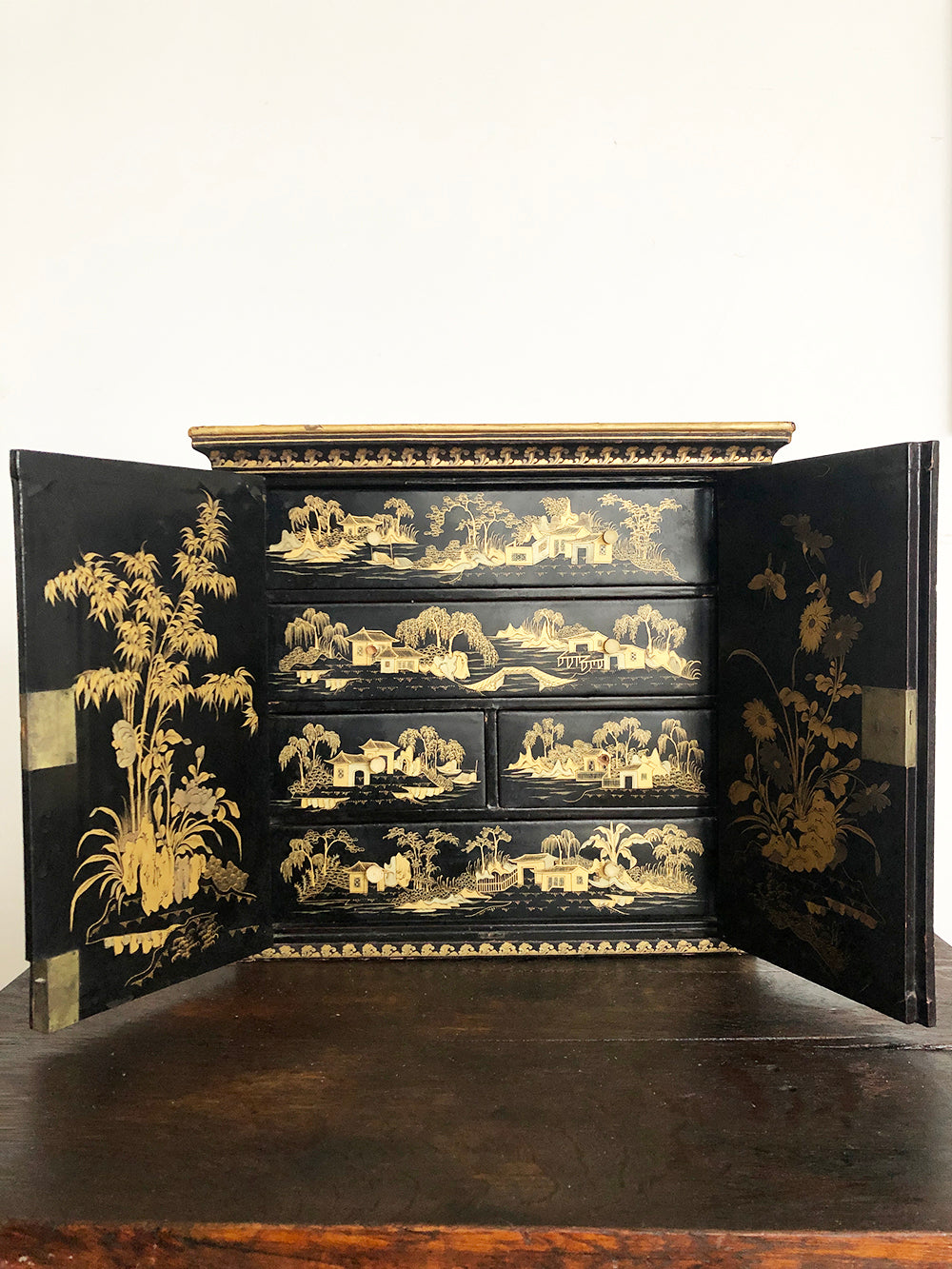 Antique Chinese Gilt Lacquered Jewelry Case