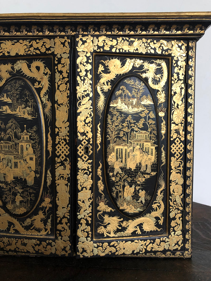 Antique Chinese Gilt Lacquered Jewelry Case