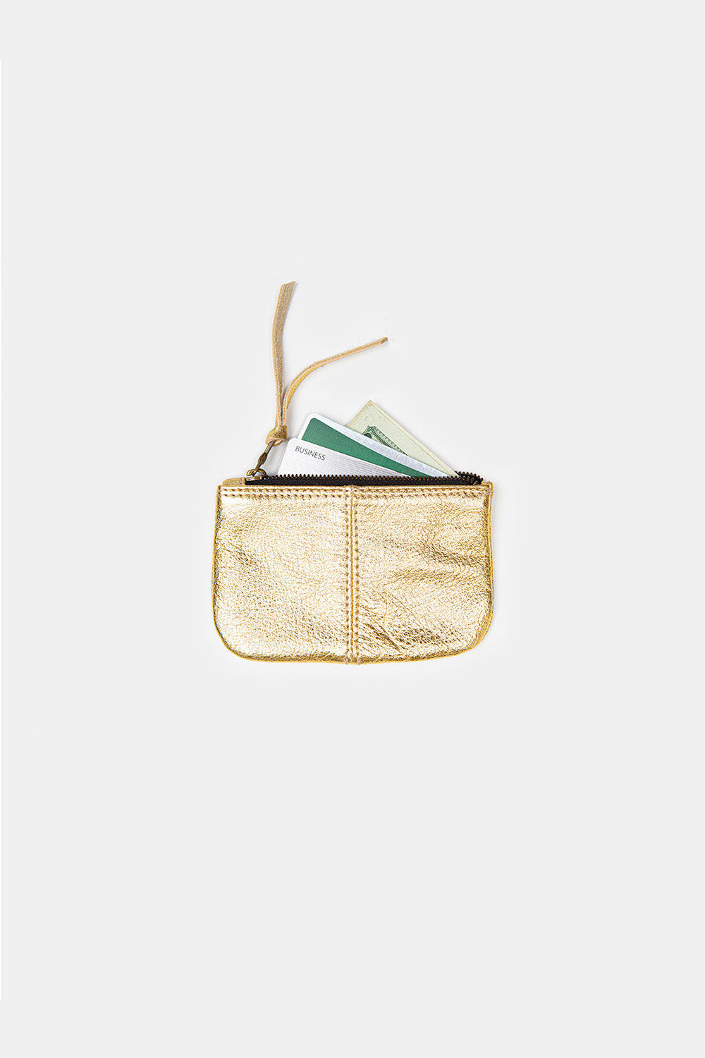Elsa Leather Card Case in Gold