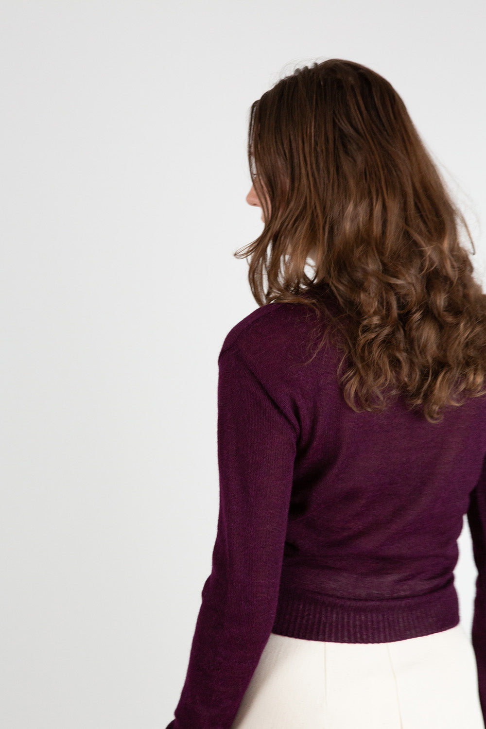 Alpaca Classic Cardigan in Aubergine