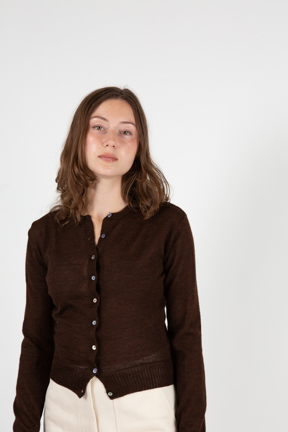 Alpaca Classic Cardigan in Nocino