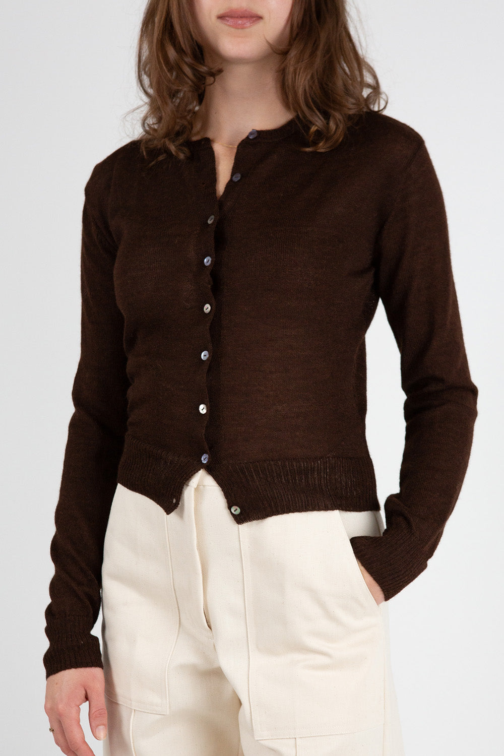 Alpaca Classic Cardigan in Nocino