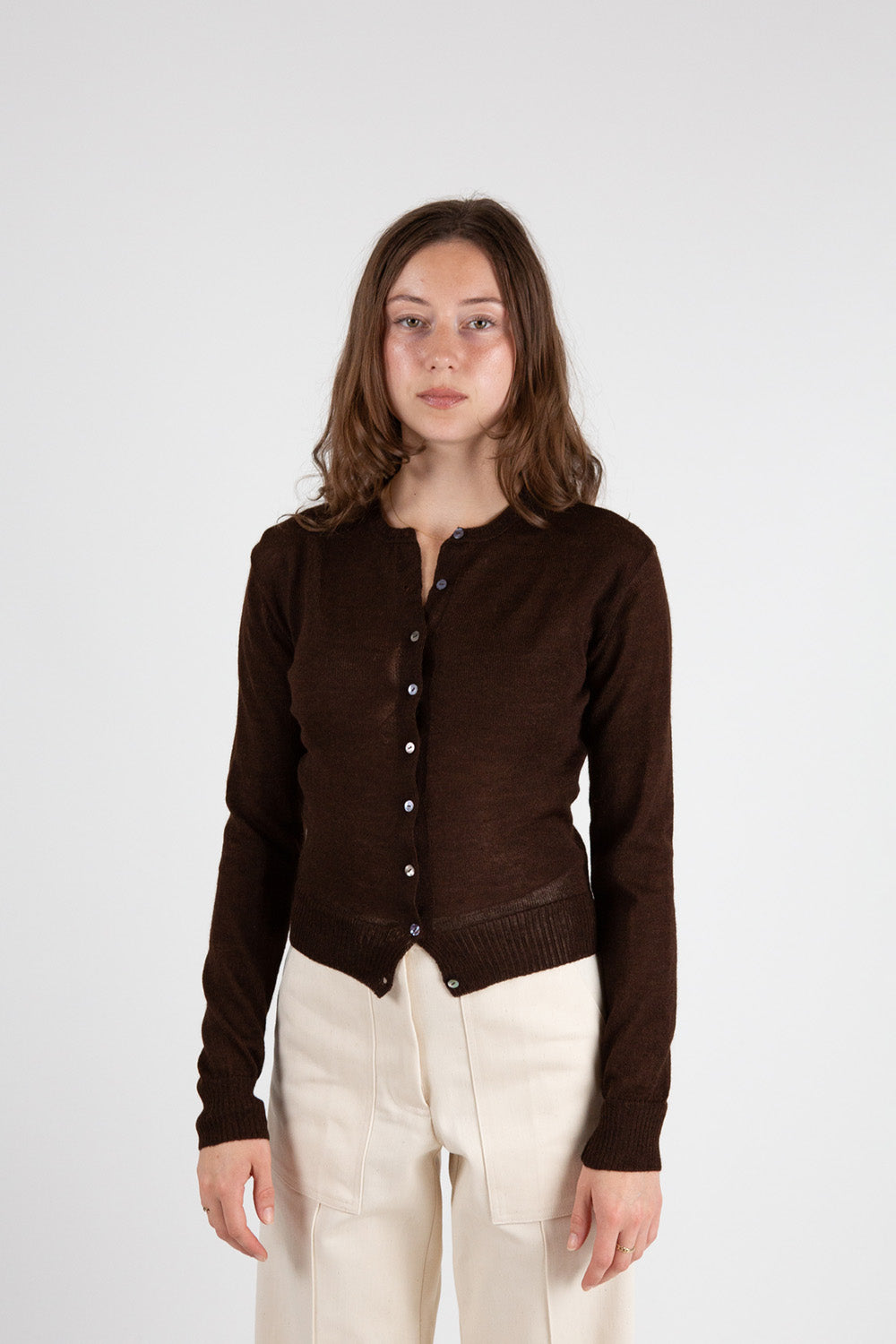 Alpaca Classic Cardigan in Nocino