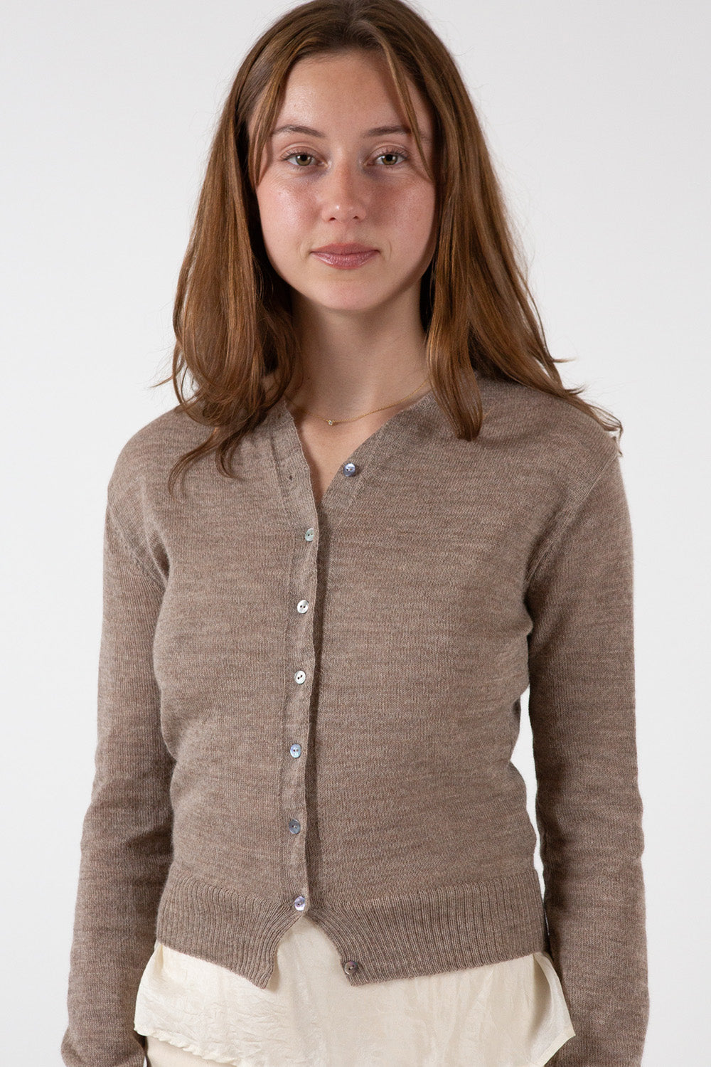 Alpaca Classic Cardigan in Fawn