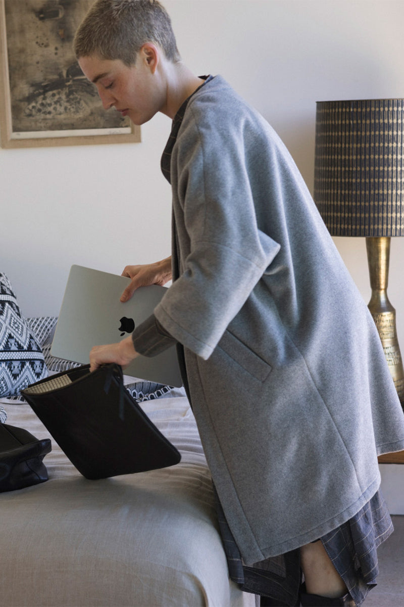Clyde Cashmere Wool Coat in Light Grey
