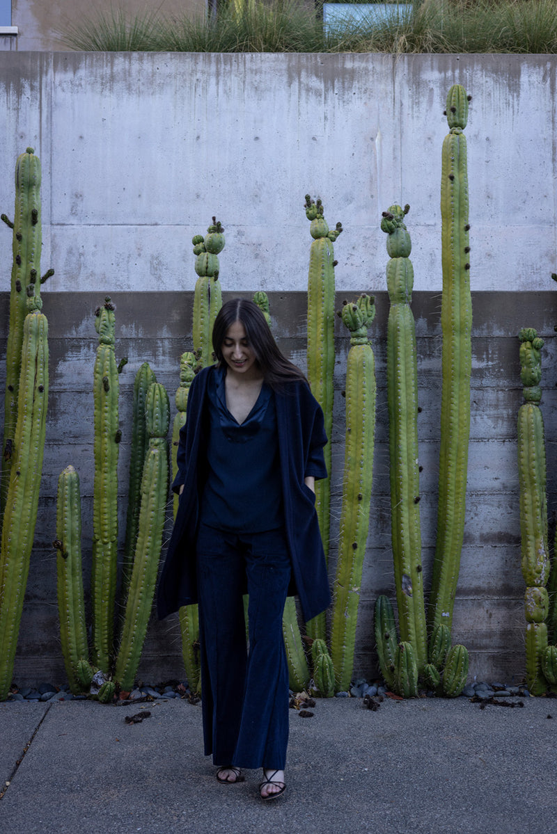 Clyde Cashmere Wool Coat in Midnight