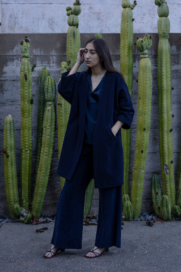 Clyde Cashmere Wool Coat in Midnight