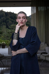 Clyde Cashmere Wool Coat in Midnight