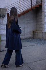 Clyde Cashmere Wool Coat in Midnight
