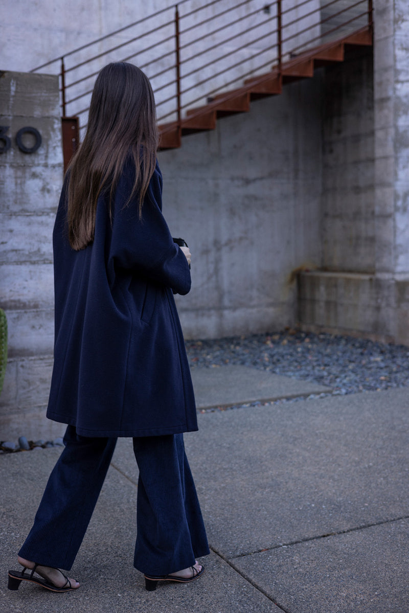 Clyde Cashmere Wool Coat in Midnight