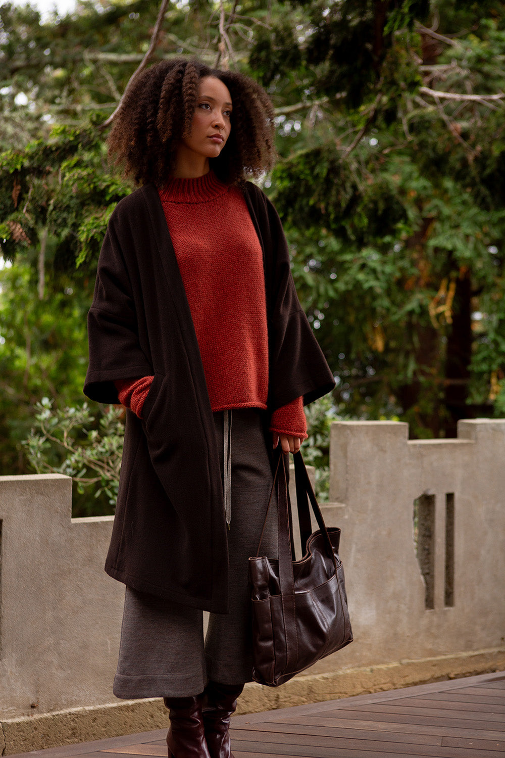 Clyde Alpaca Wool Coat In Nocino