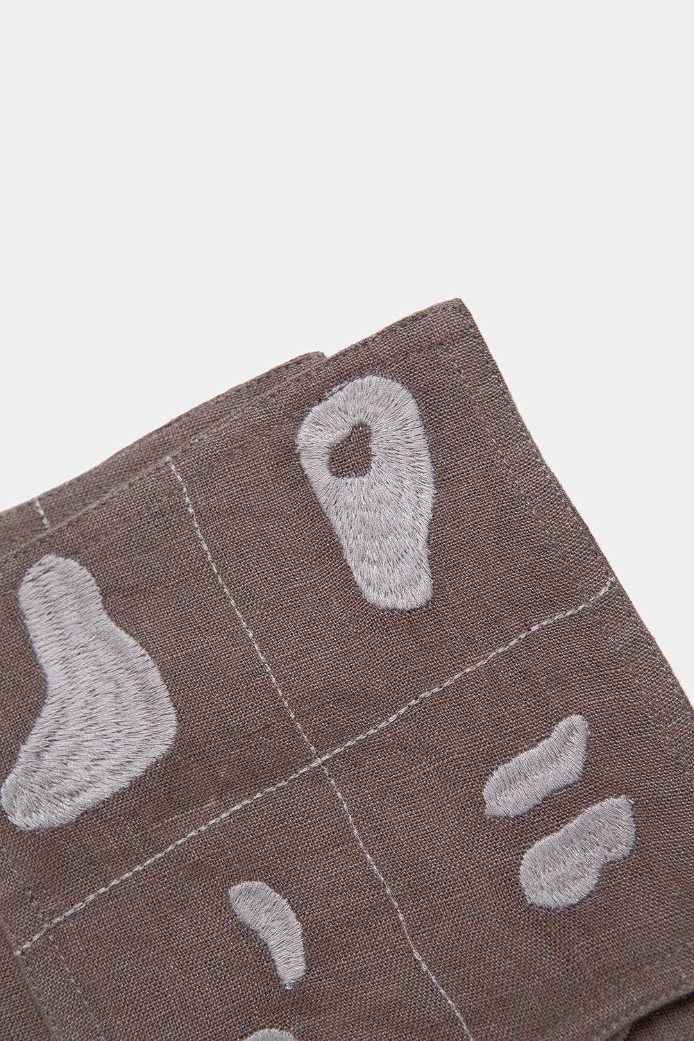 Set of 4 Linen Coasters In Fig Solid Embroidery