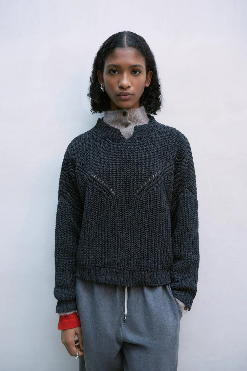 Cordera Cotton Cropped Sweater In Anthracite