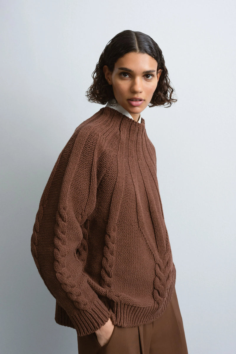 Cordera Cotton Cable Sweater In Madera