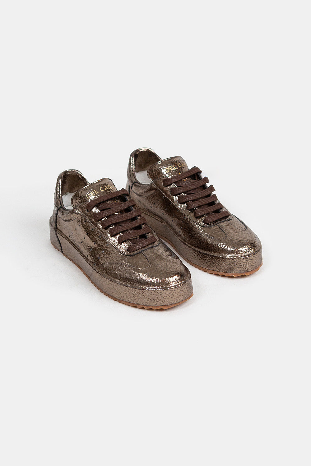 Del Carlo Blade Sneaker in Crack Lamé Pirite