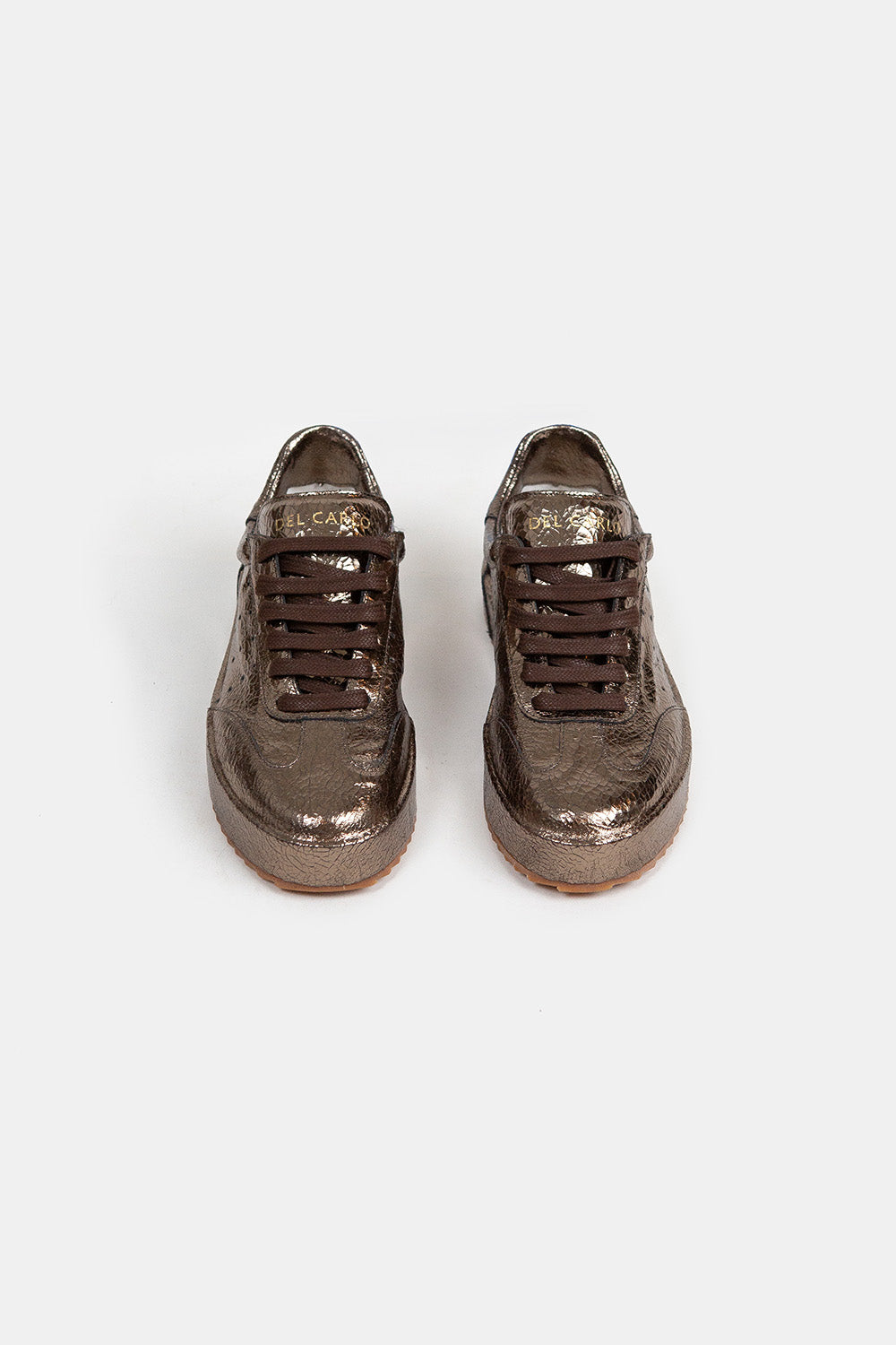 Del Carlo Blade Sneaker in Crack Lamé Pirite