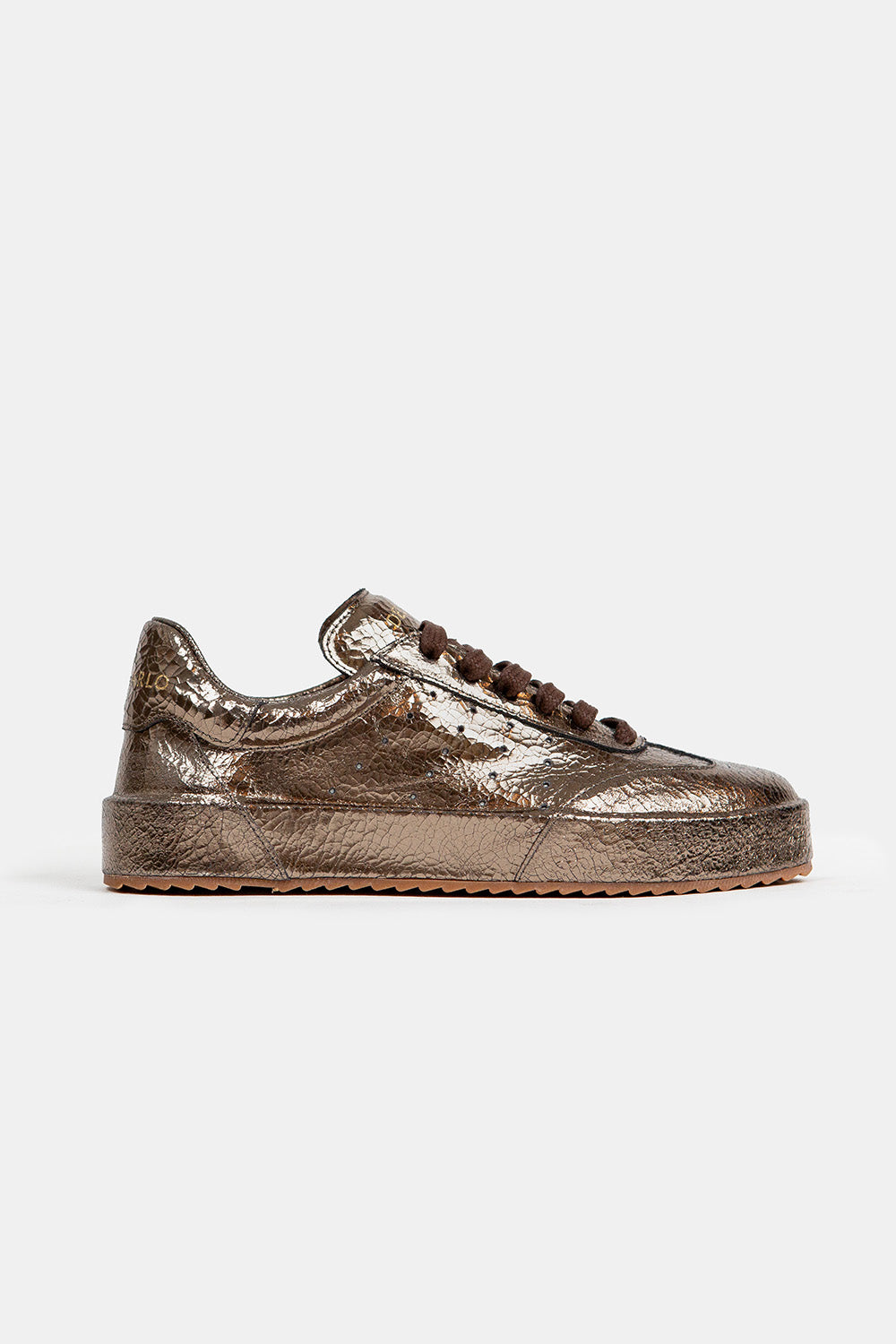 Del Carlo Blade Sneaker in Crack Lamé Pirite