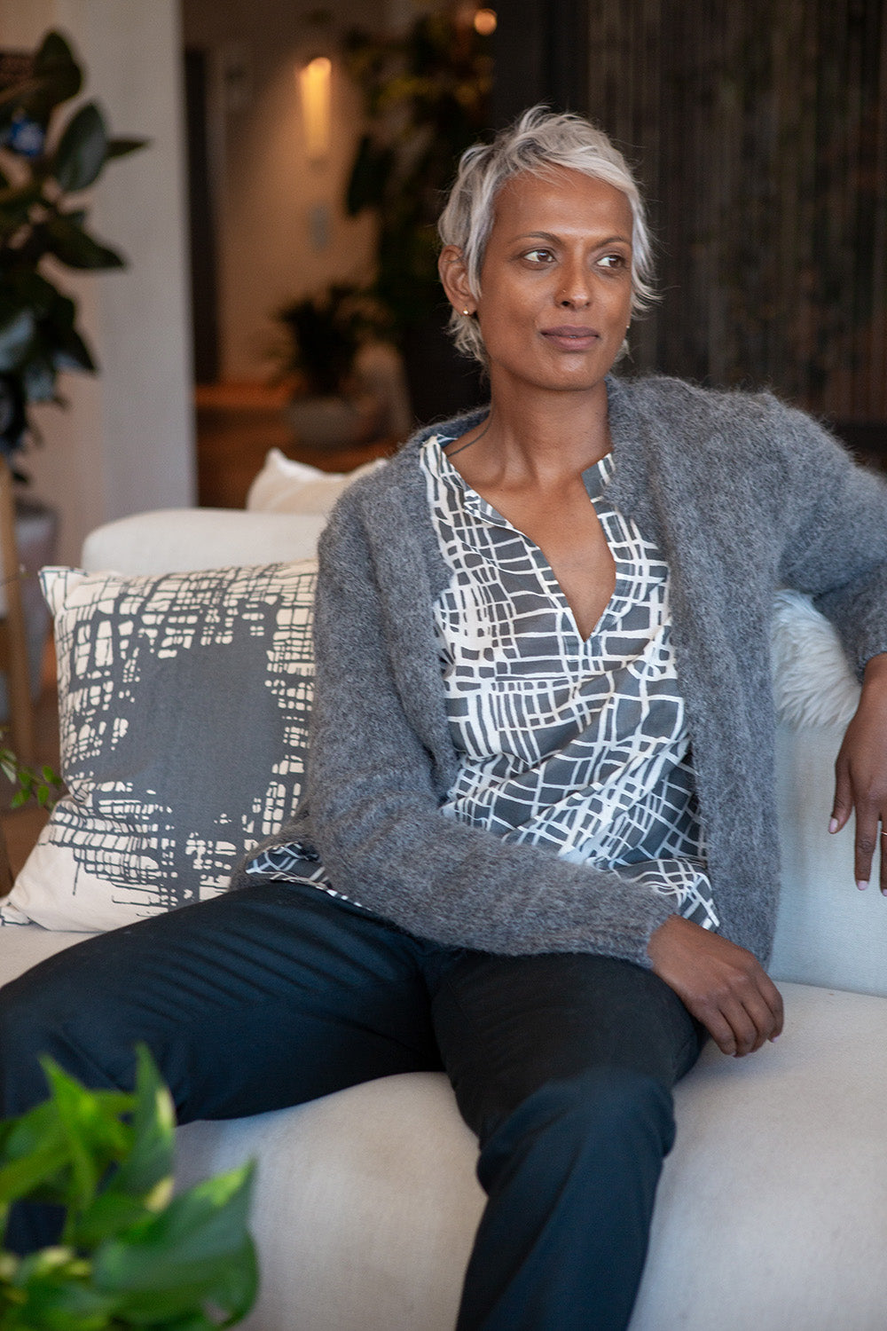 Alpaca Open Cardigan In Charcoal