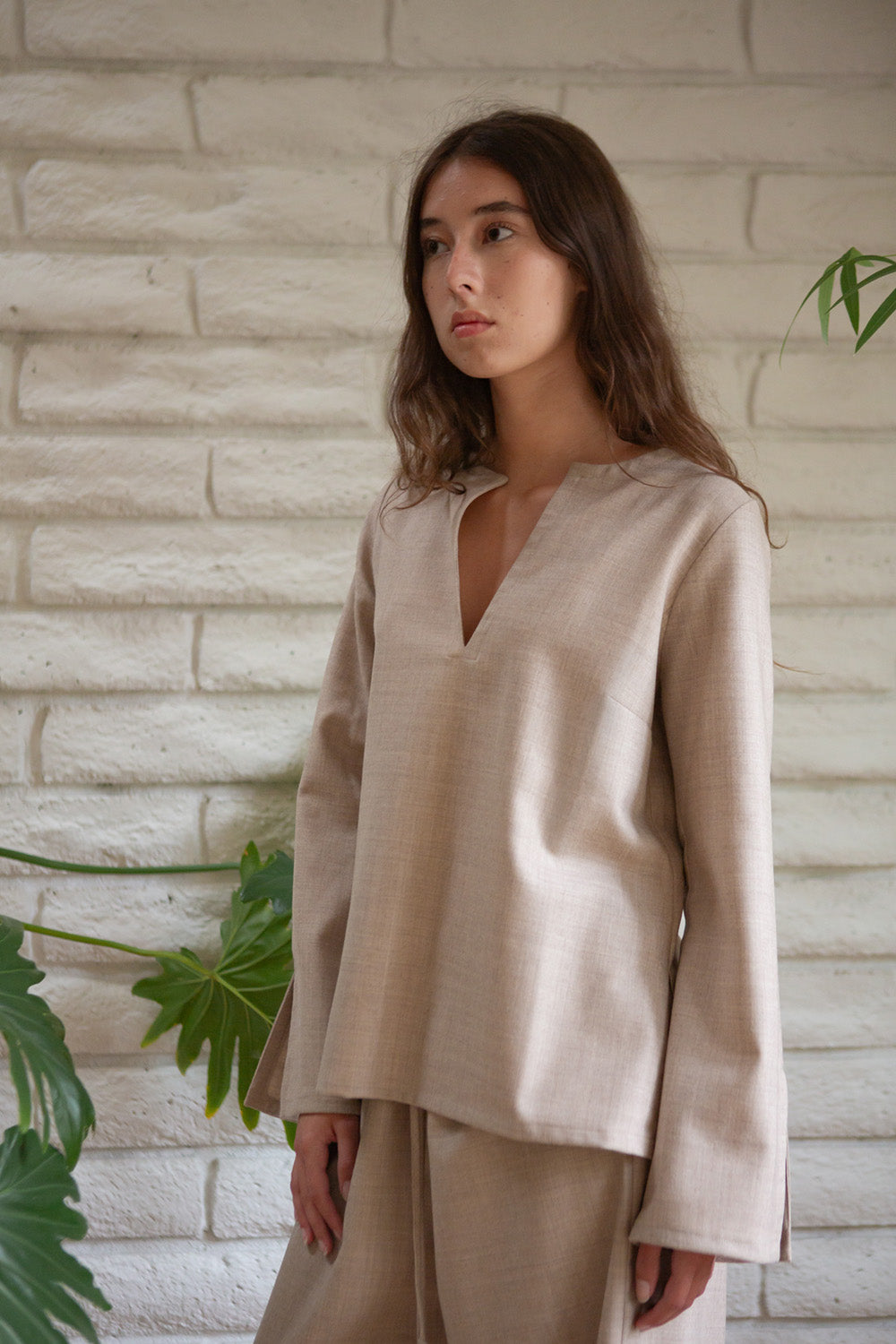 Diego Wool Top in Limestone
