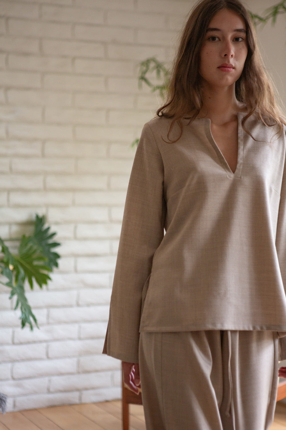 Diego Wool Top in Limestone