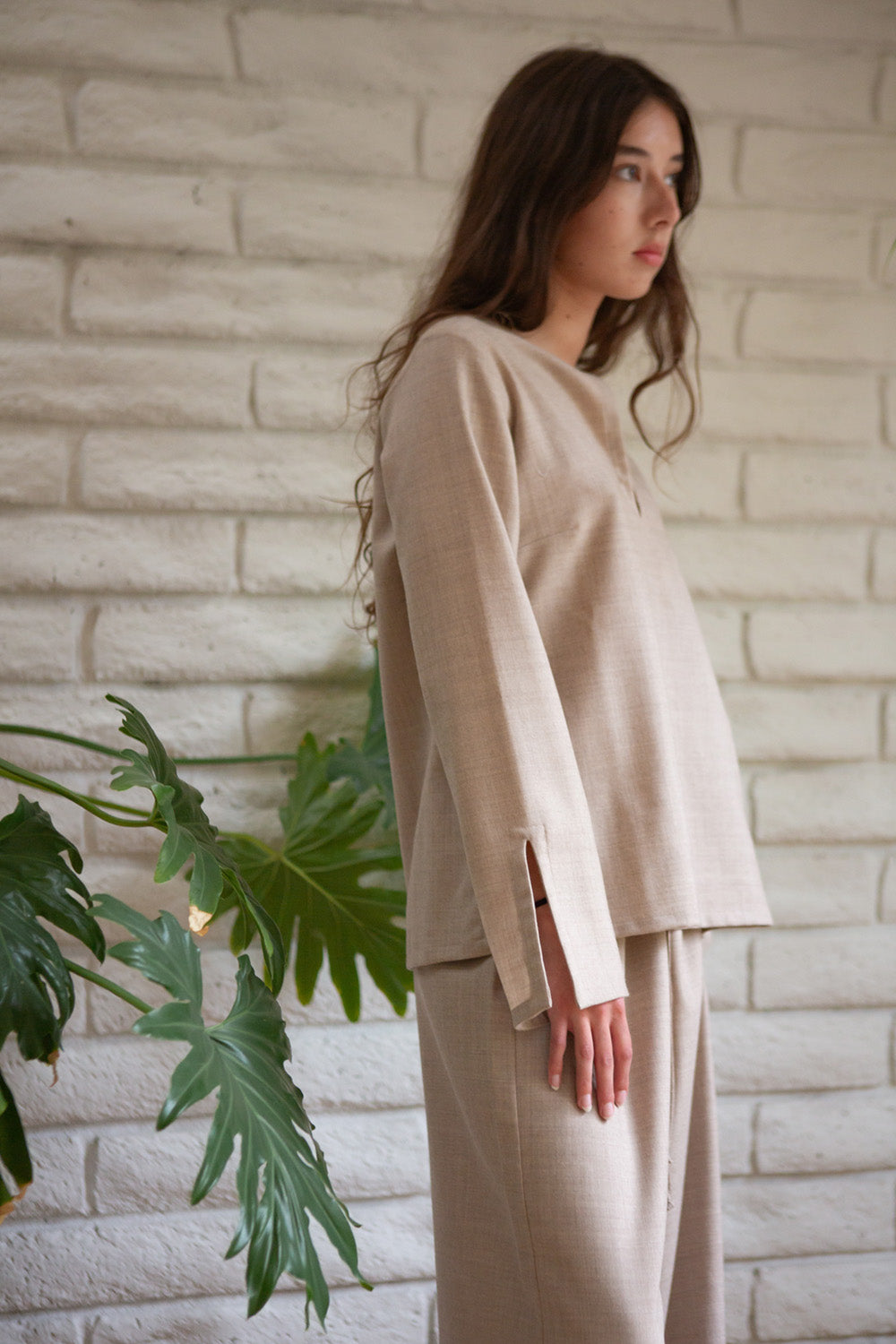 Diego Wool Top in Limestone