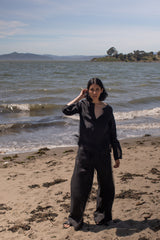 Diego Handkerchief Linen Top in Black