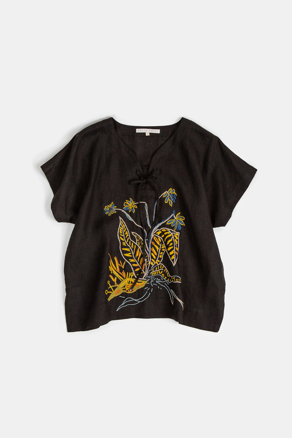 Dresden Embroidered Linen Top In Bloom
