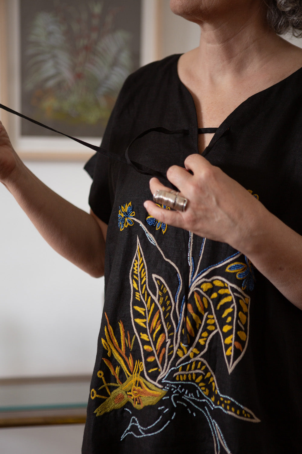 Dresden Embroidered Linen Top In Bloom