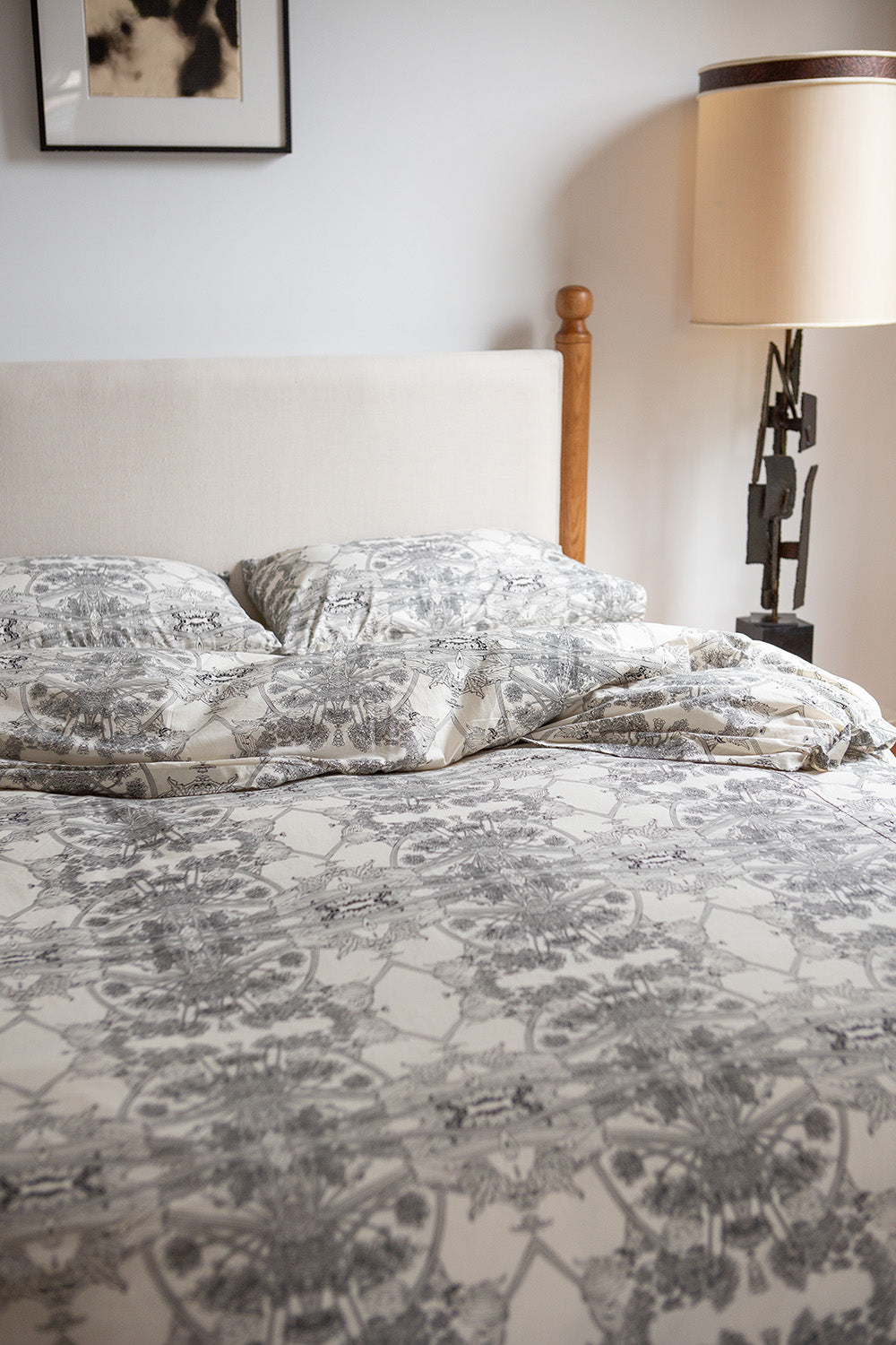 Cotton Duvet Cover in Natural And Black Botanicus