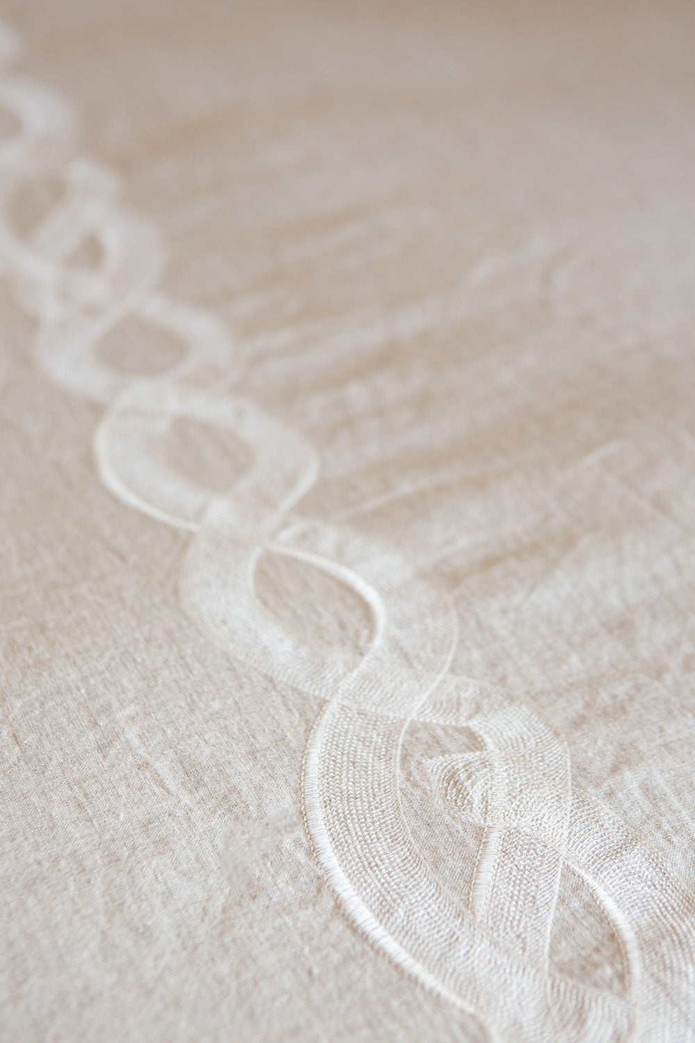 Serpens Embroidered Natural Linen Duvet Cover