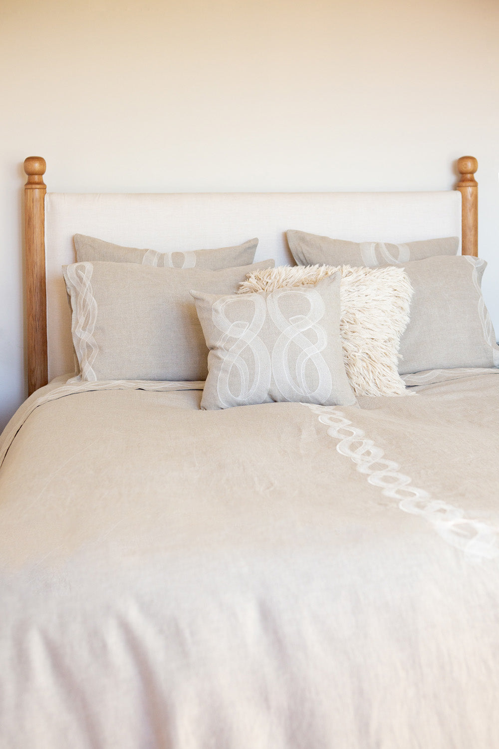 Serpens Embroidered Natural Linen Duvet Cover