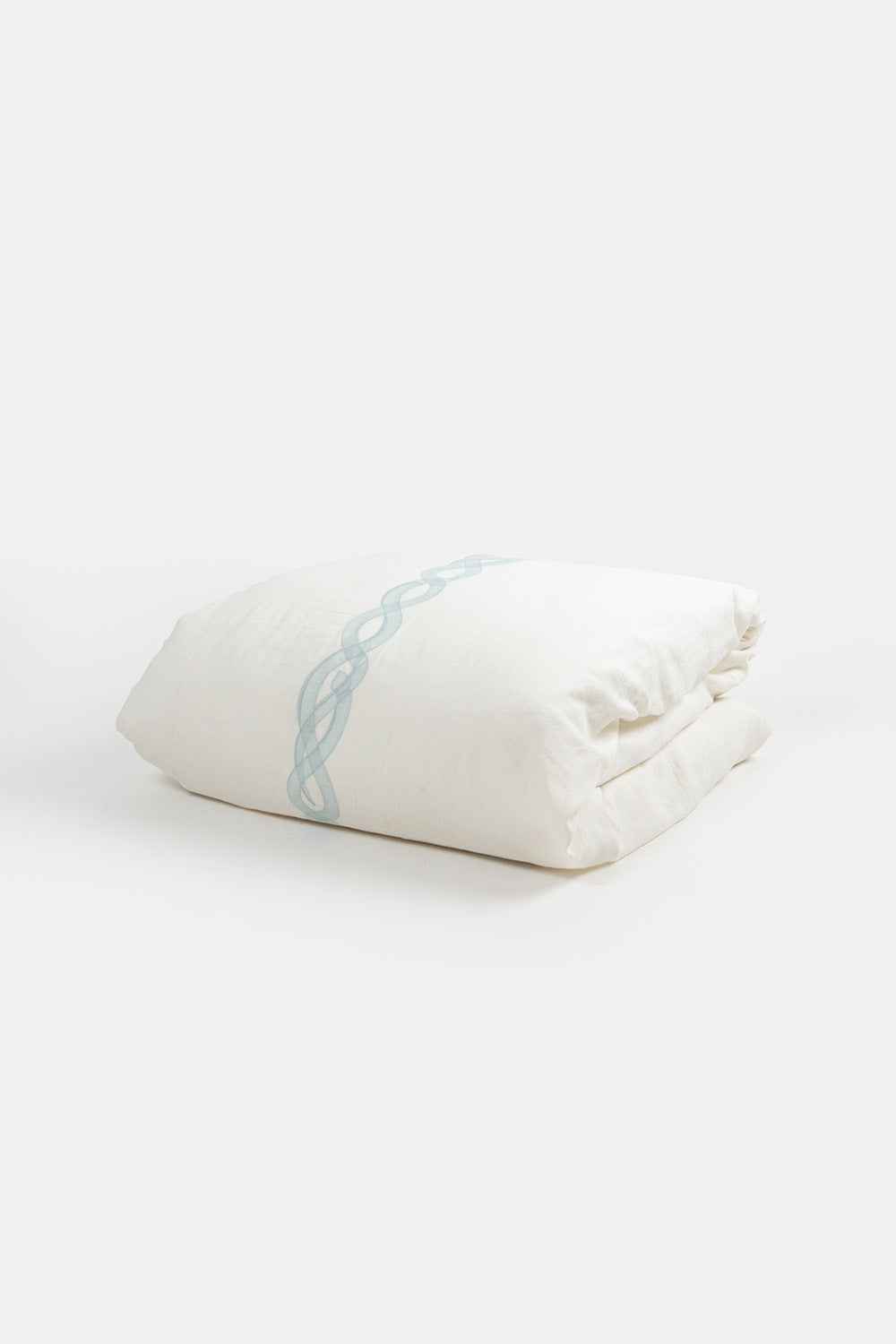Serpens Embroidered Soft White Linen Duvet Cover