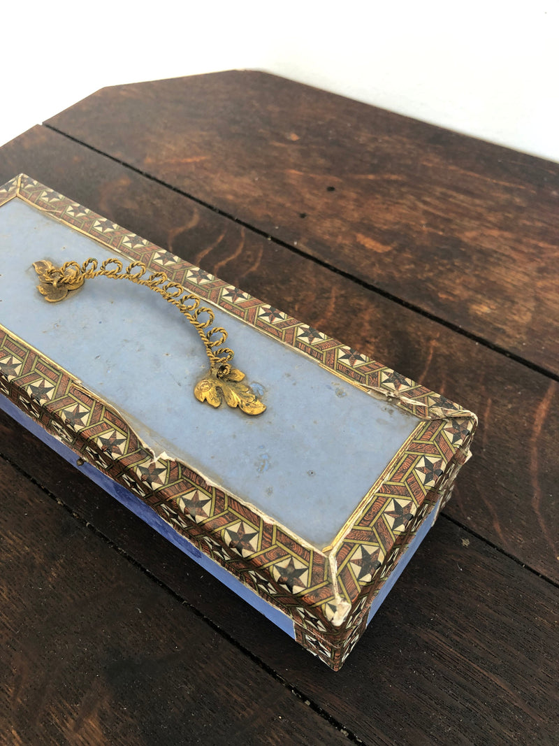 Antique French Paper and Wood Box