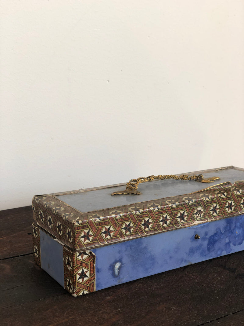 Antique French Paper and Wood Box