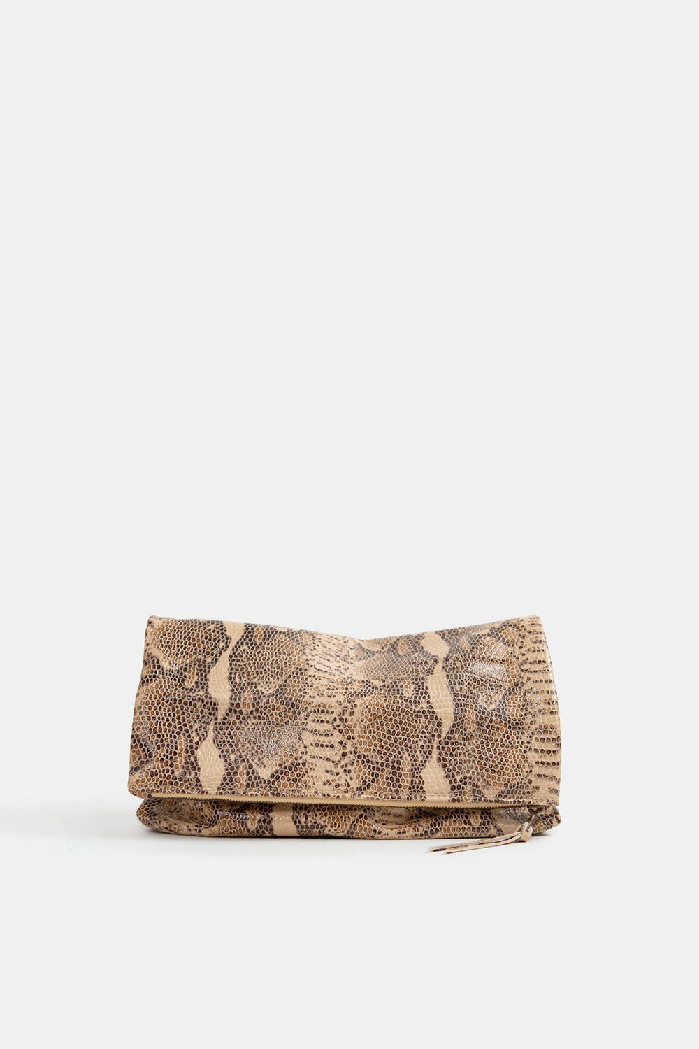 Eden Lambskin Leather Clutch In Sand Snake