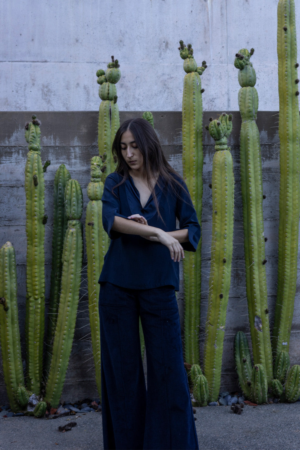 Edo Silk Charmeuse Top In Midnight