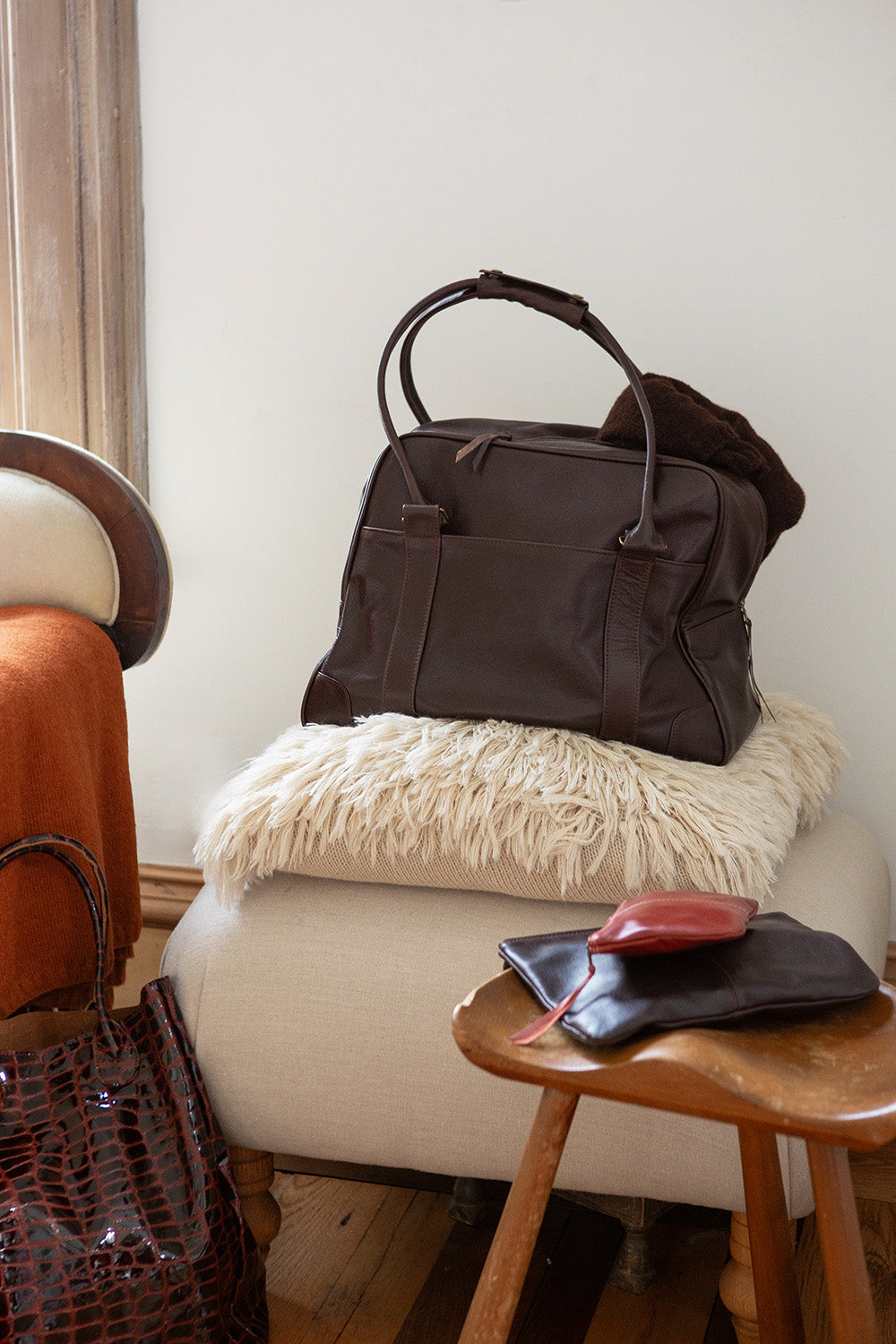 Egon Leather Weekender in Nocino