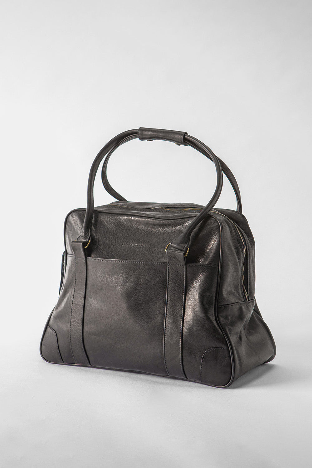 Egon Leather Weekender in Black