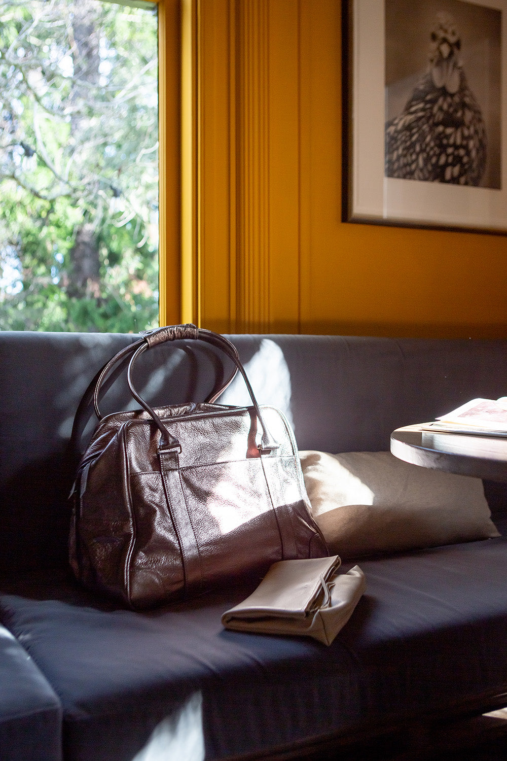 Erica Tanov | Egon Leather Weekender - Metallic Bronze Cowhide Leather