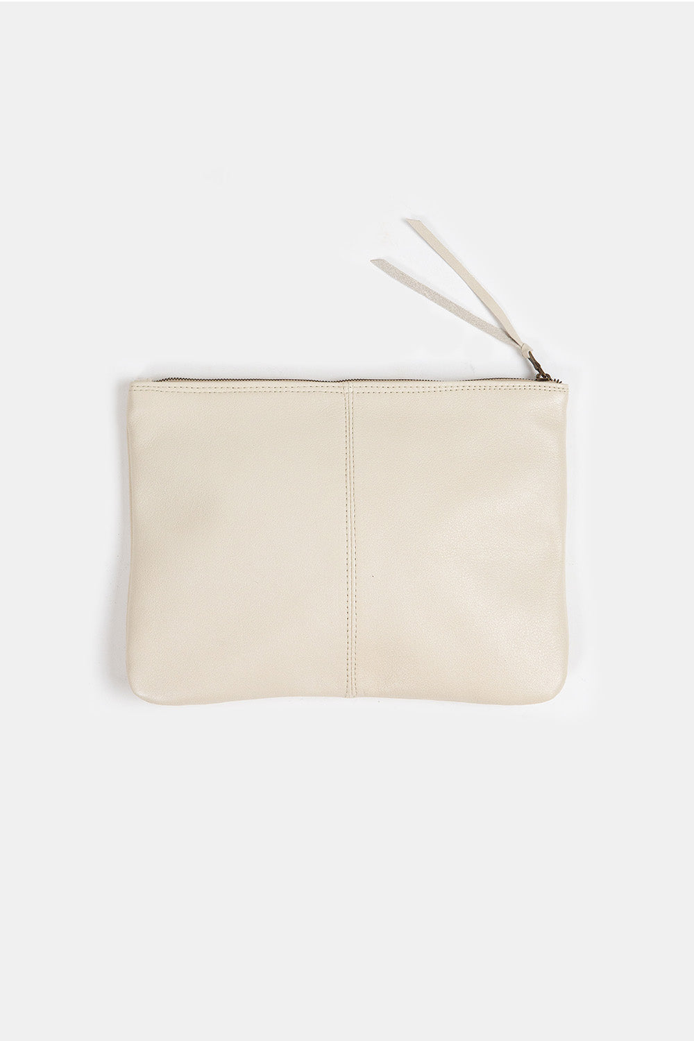 Elke Leather Zip Clutch In Porcelain