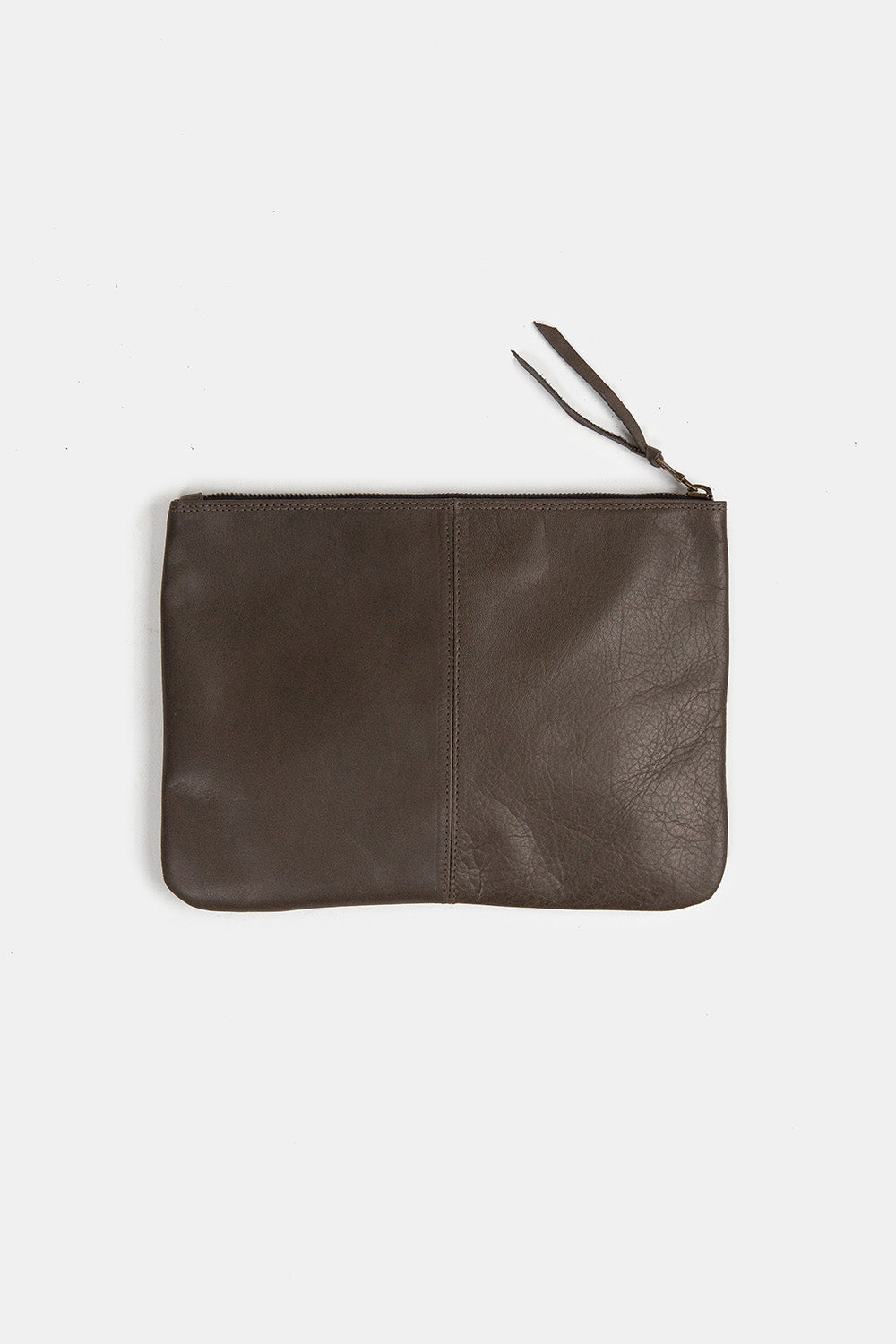 Elke Leather Zip Clutch In Shale