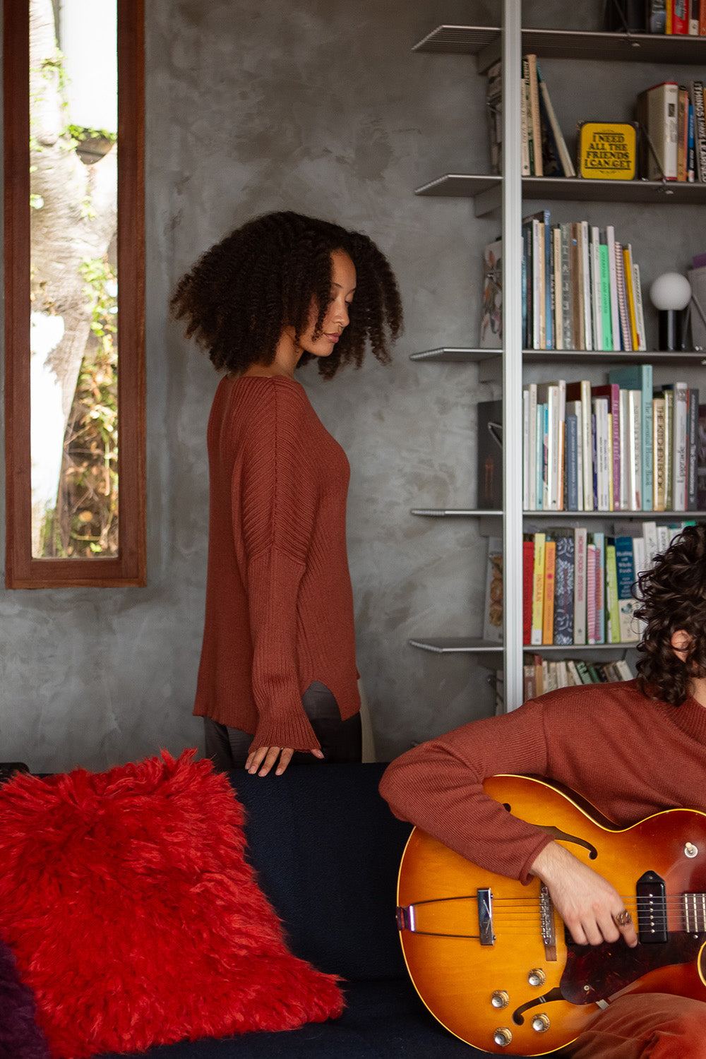 Ellie Pima Cotton Ribbed Pullover in Madrone